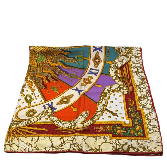 Vintage Hermes "Carpe Diem" Silk Scarf Carre 90, by Joachim Metz in 1994 - Picture 2 of 9